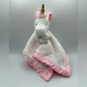 2016 Carter's Baby White Pink Plush UNICORN Security Blanket LOVEY Satin back